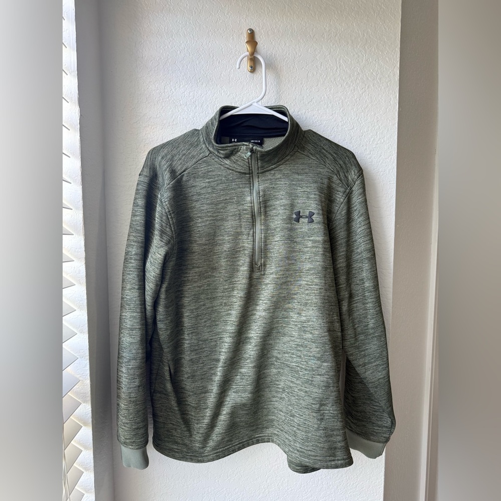 **FINAL PRICE** MENS UNDER ARMOUR GREEN COLDGEAR PULLOVER SIZE LARGE GUC